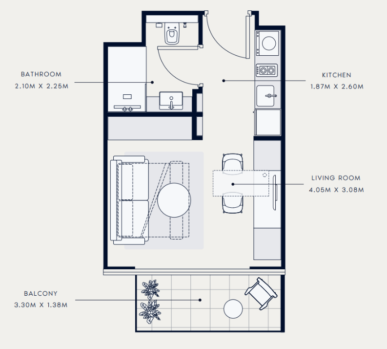 Flat 30.9 m2 in complex Azizi Venice