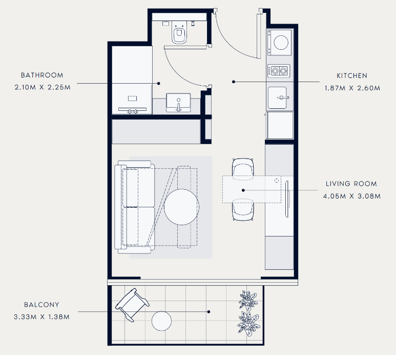 Flat 30.8 m2 in complex Azizi Venice