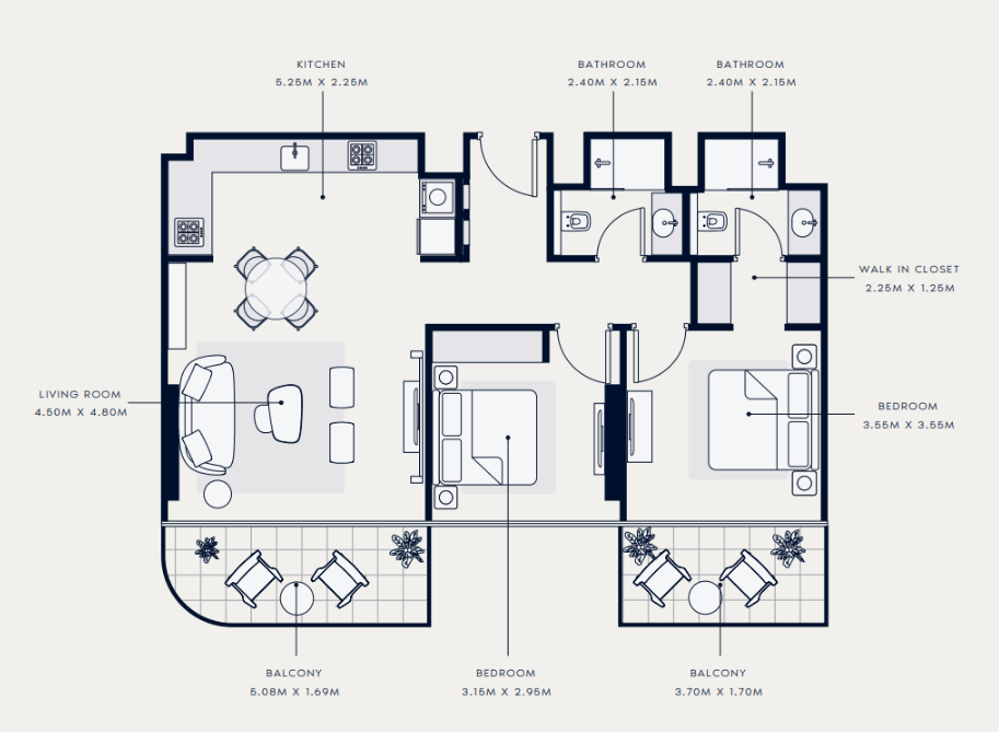 Flat 100.9 m2 in complex Azizi Venice