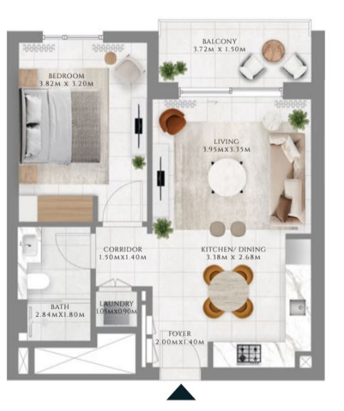 Layout picture 1-br from 607 sqft