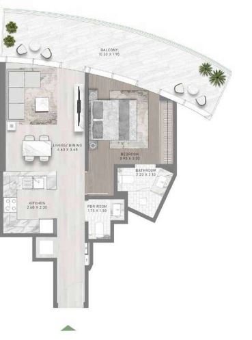 Layout picture 1-br from 789 sqft