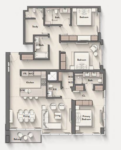 Layout picture 3-br from 1850 sqft