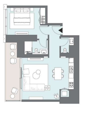 Layout picture 1-br from 550 sqft Photo 2