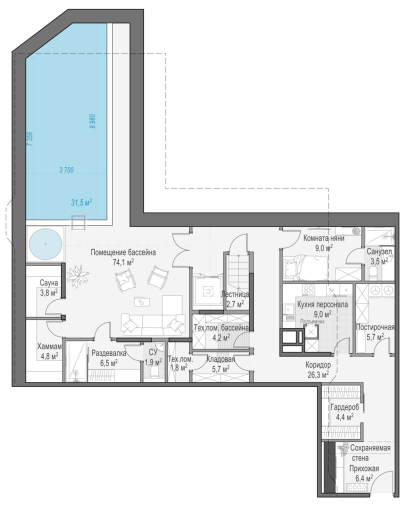 Layout picture 6-rooms from 417.3 m2 Photo 2
