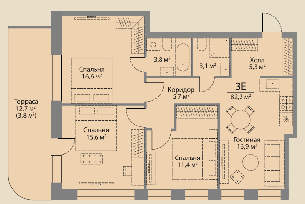 Layout picture 4-rooms from 82.2 m2