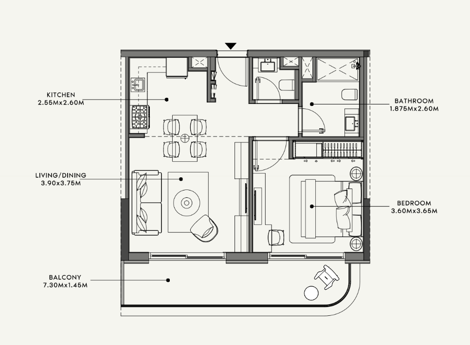 Flat 64 m2 in complex Azizi Venice