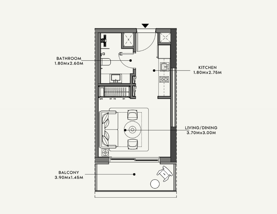 Flat 31.6 m2 in complex Azizi Venice