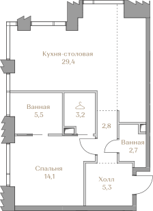 Apartment with 1 bedroom 63 m2 in complex Luzhniki Collection