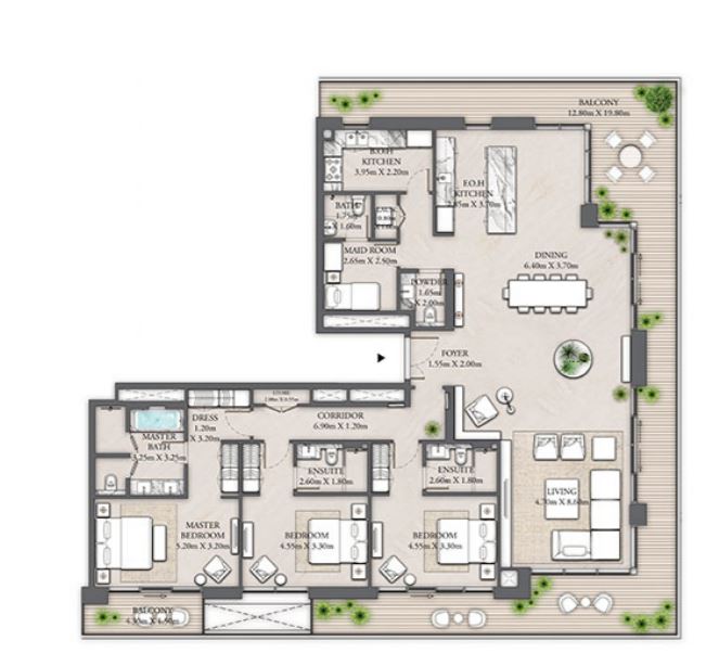 Layout picture 3-br from 1563 sqft