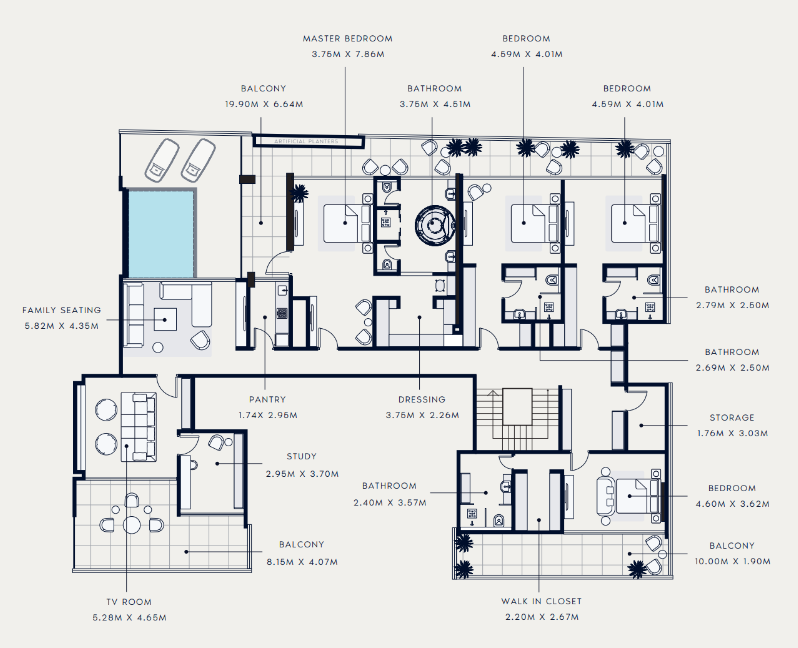 Flat 718.3 m2 in complex Azizi Riviera