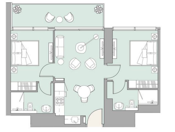 Layout picture 2-br from 836 sqft Photo 3