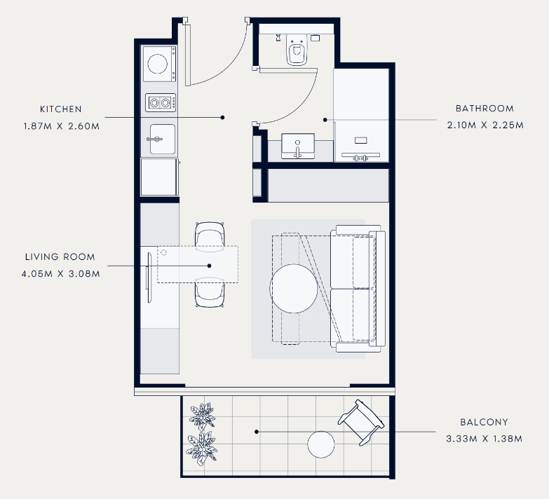 Flat 30.8 m2 in complex Azizi Venice