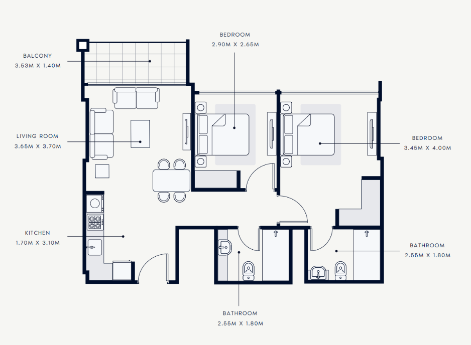 Flat 111.9 m2 in complex Azizi Riviera