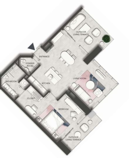 Layout picture 1-br from 808 sqft Photo 2