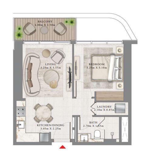 Layout picture 1-br from 763 sqft