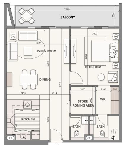 Layout picture 1-br from 538 sqft
