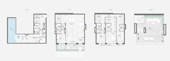 Layout picture Apartment with 4 bedrooms 438 m2 in complex Obydensky №1