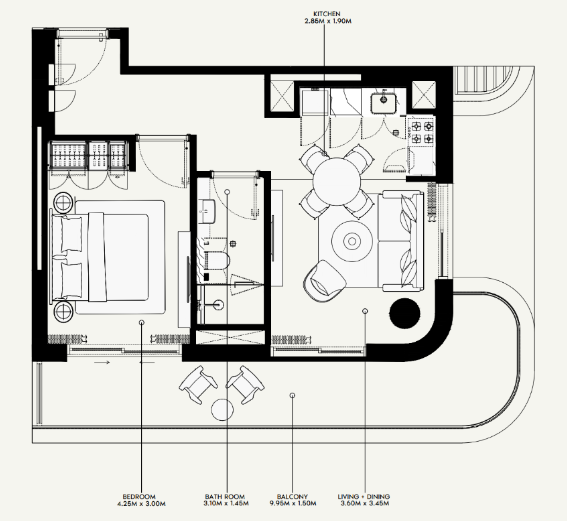 Flat 65.9 m2 in complex Azizi Venice