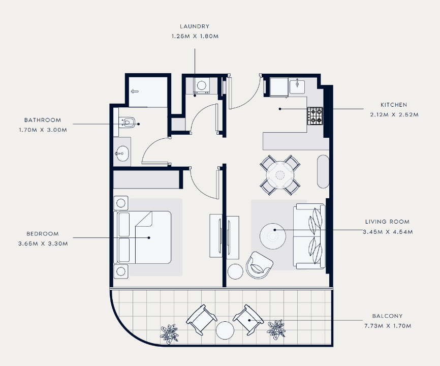 Flat 32.6 m2 in complex Azizi Venice