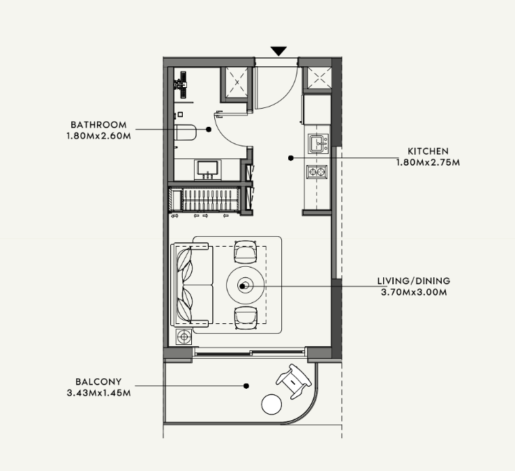 Flat 31.6 m2 in complex Azizi Venice