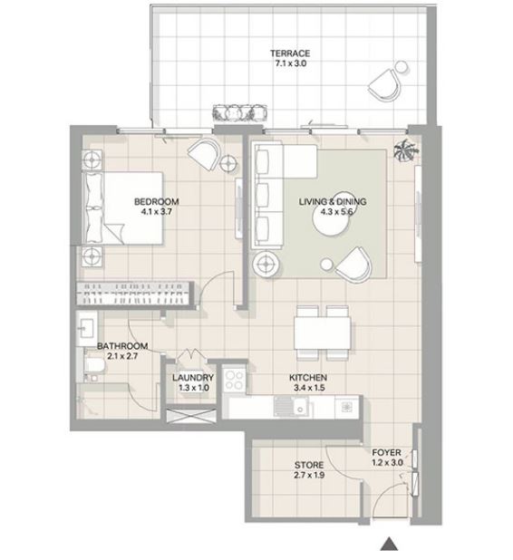 Layout picture 1-br from 799 sqft