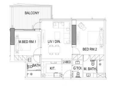 Layout picture 2-rooms flat 100.6 m2 in complex Elegance Tower