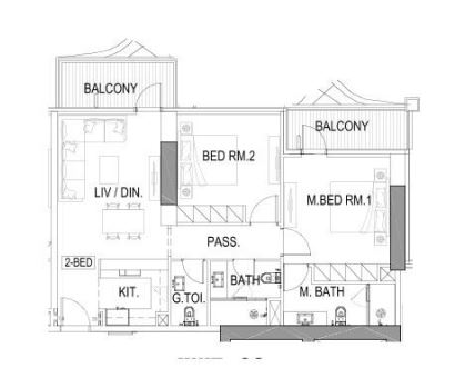Layout picture 2-rooms flat 106.1 m2 in complex Elegance Tower