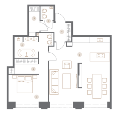 Layout picture 2-rooms from 86.11 m2