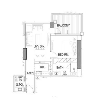 Layout picture 1-rooms flat 83.5 m2 in complex Elegance Tower