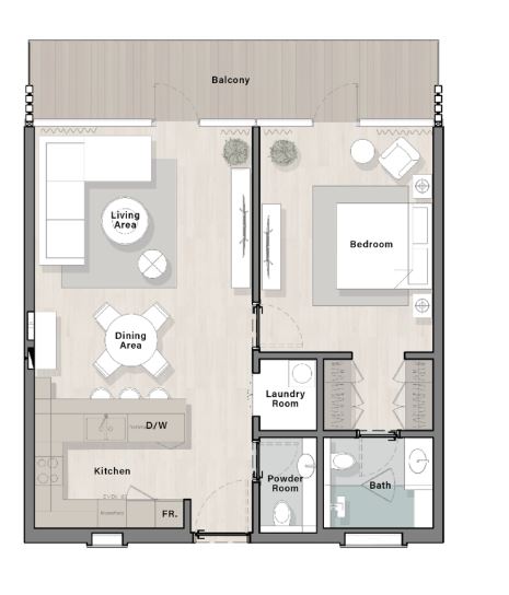 Layout picture 1-br from 892 sqft