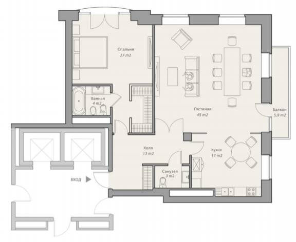 Layout picture 2-rooms from 115.7 m2