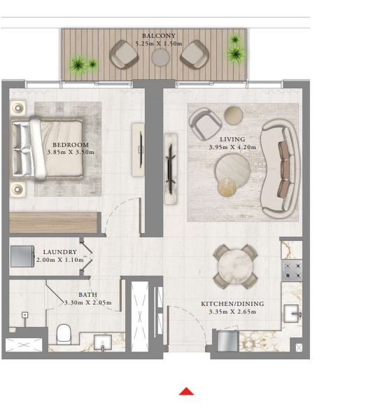 Layout picture 1-br from 763 sqft Photo 2