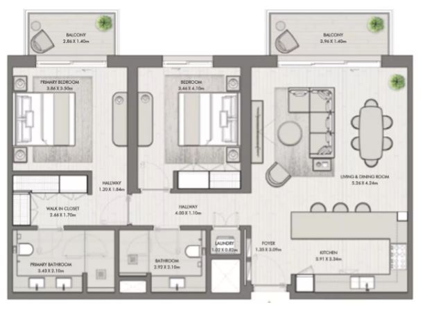 Layout picture 2-br from 1120 sqft