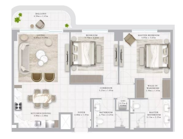 Layout picture 2-br from 1155 sqft Photo 2