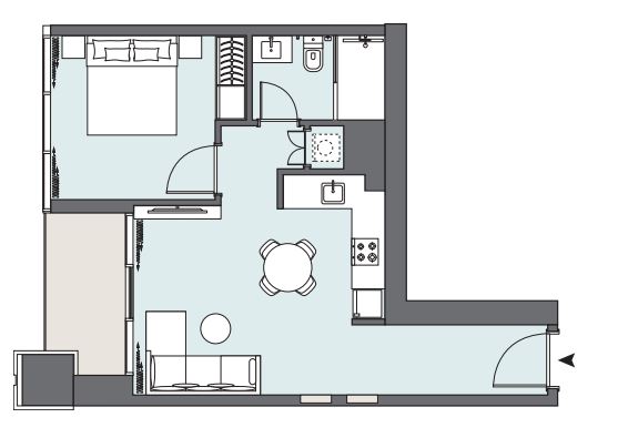 Layout picture 1-br from 688 sqft