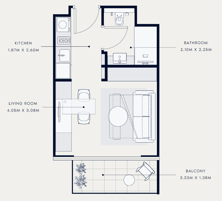 Flat 30.8 m2 in complex Azizi Venice