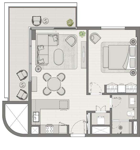 Layout picture 1-br from 728 sqft