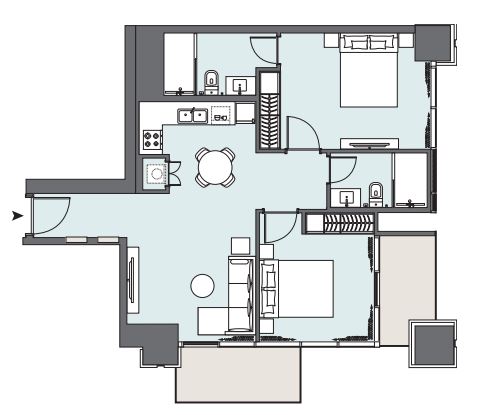 Layout picture 2-br from 957 sqft