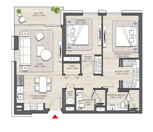 Layout picture 2-br from 1102 sqft Photo 3