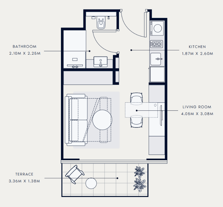 Flat 31.1 m2 in complex Azizi Venice