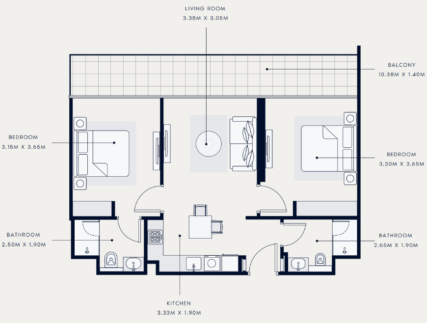 Flat 81.6 m2 in complex Azizi Riviera