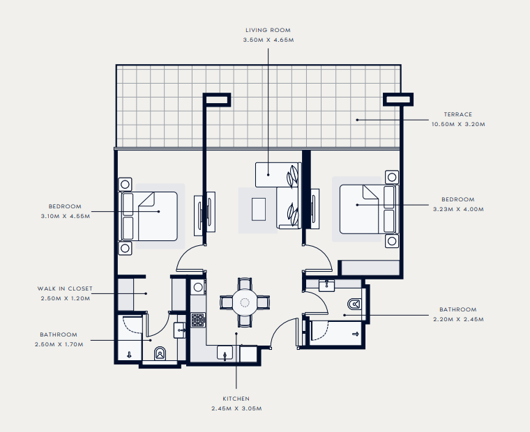 Flat 111.9 m2 in complex Azizi Riviera