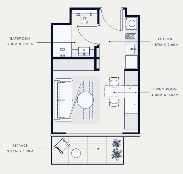 Flat 31.1 m2 in complex Azizi Venice