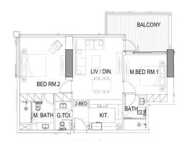 Layout picture 2-rooms flat 101.1 m2 in complex Elegance Tower