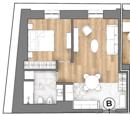 Layout picture 2-rooms from 42.4 m2 Photo 3