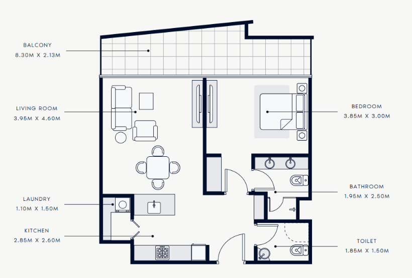 Flat 76.4 m2 in complex Azizi Riviera