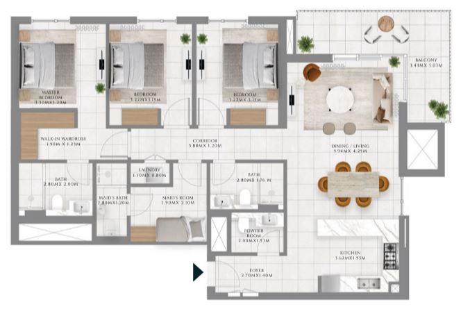 Layout picture 3-br from 1523 sqft