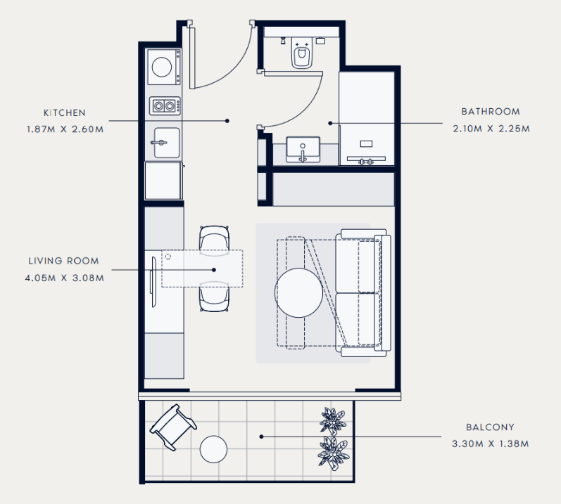 Flat 30.9 m2 in complex Azizi Venice