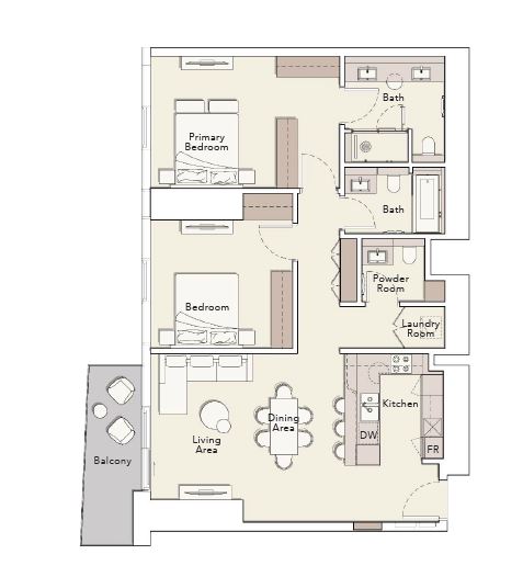 Layout picture 2-rooms flat 132.3 m2 in complex Mercer House North