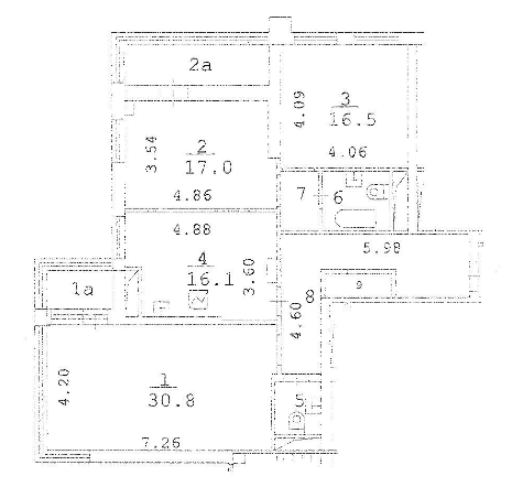 Layout picture Apartment with 2 bedrooms 109.8 m2 in complex Studencheskaja, 20